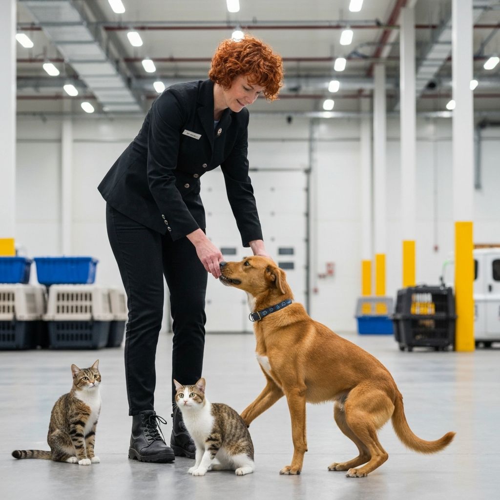 Professional pet handler caring for pets